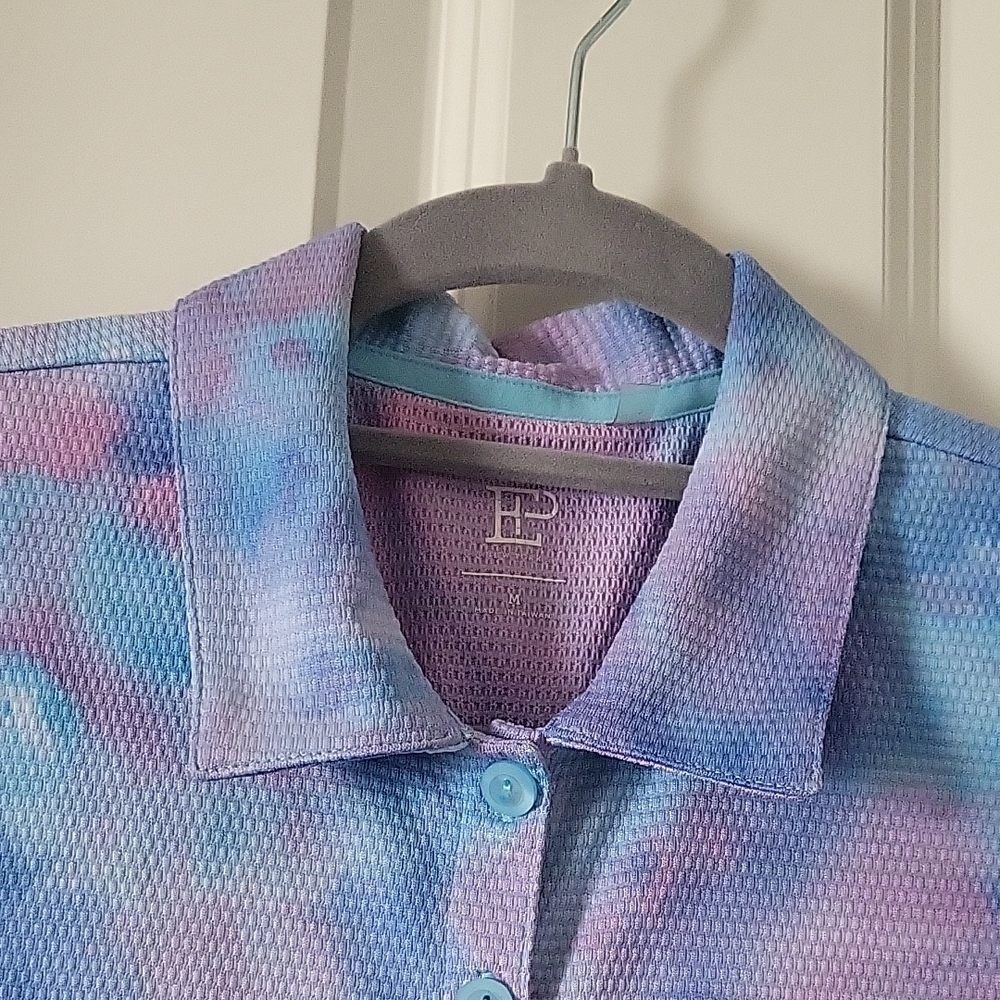 EP New York Women’s Medium Sleeveless Tie-Dye Polo – Pastel Blue & Pink - Picture 6 of 10
